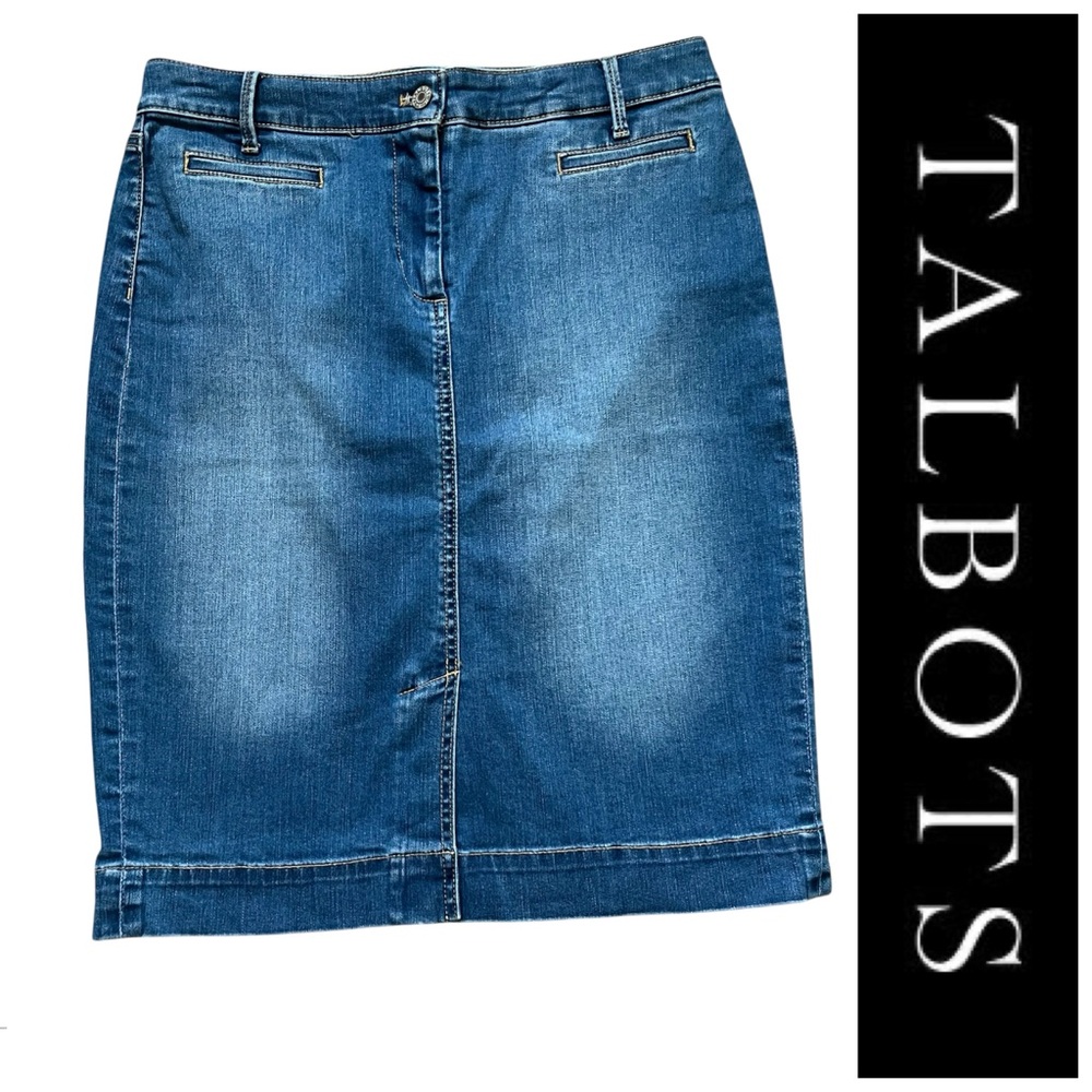TALBOTS Midi Denim Skirt Size 6 LIKE NEW